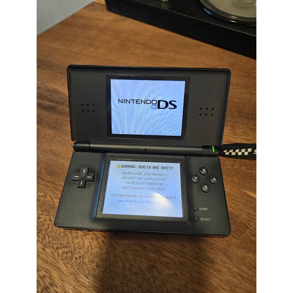 Nintendo DS Lite Onyx Black Handheld Console USG-001 with OEM Charger Strap